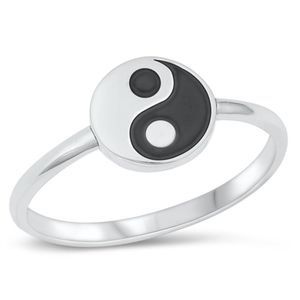 Silver Ring - YingYang Ring Sterling Silver Ring - 925 size 4-10